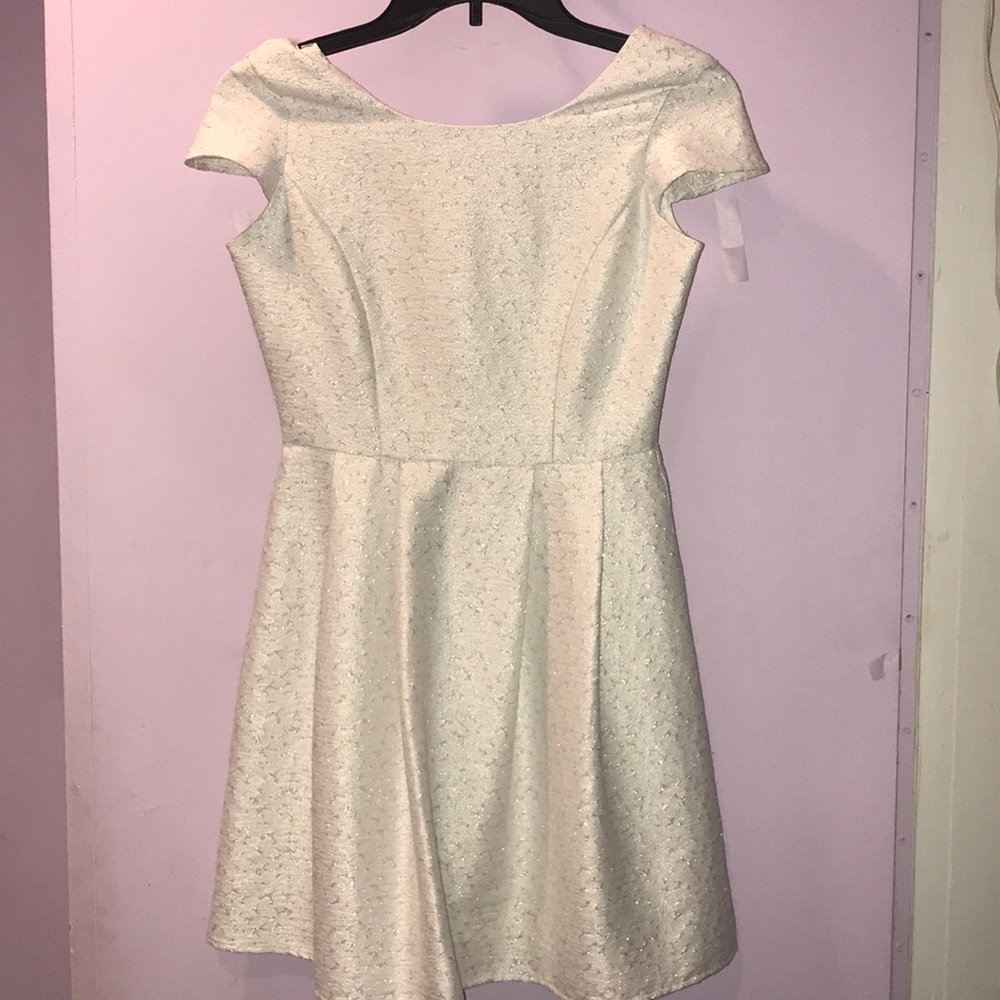 BD Junior White and Silver Formal Dress